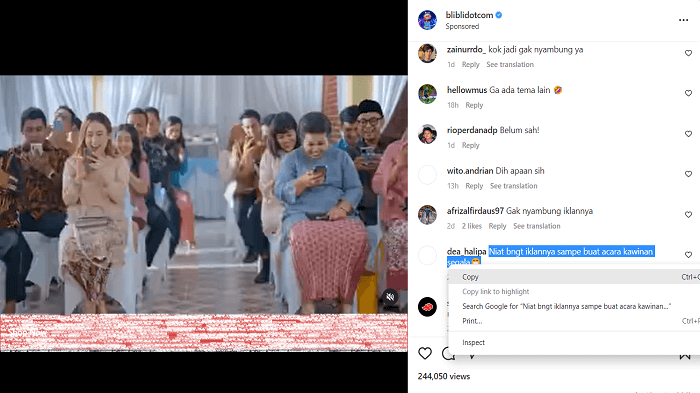 Cara copy komentar Instagram lewat Browser