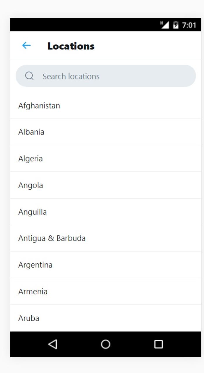 Klik locations, lalu ketik negara yang diinginkan Cara Melihat Trend Worldwide di Twitter