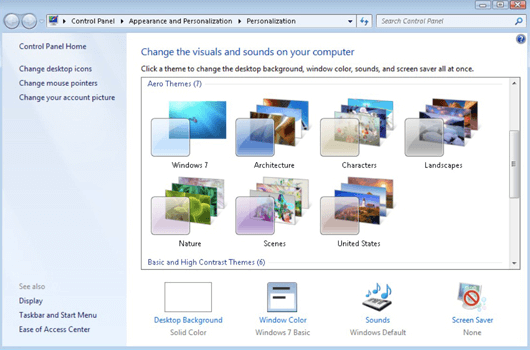 Ubah tampilan background Desktop di Windows 7