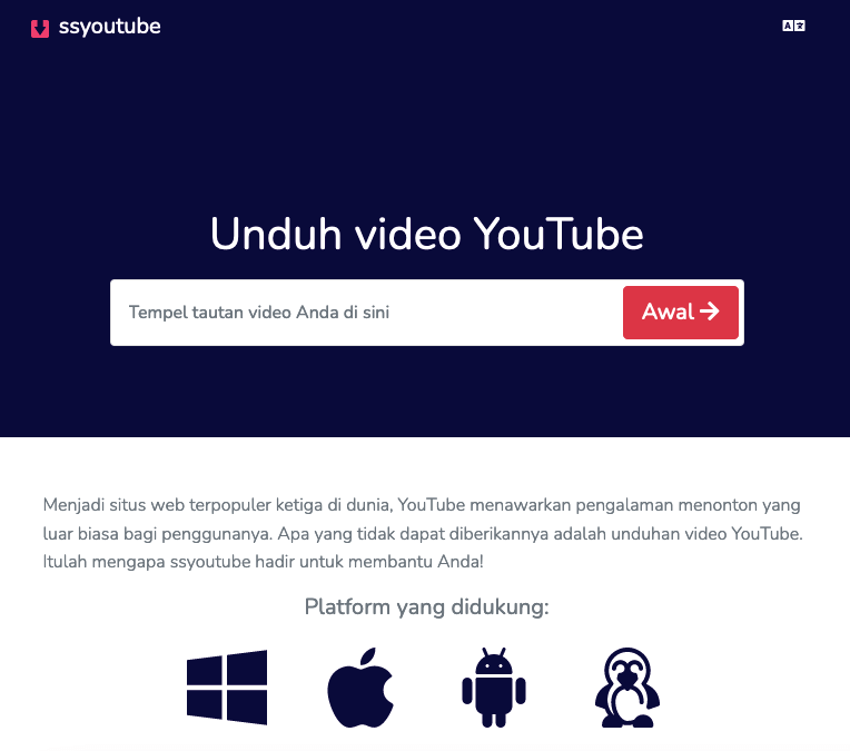 Aplikasi download video Youtube SSYotube