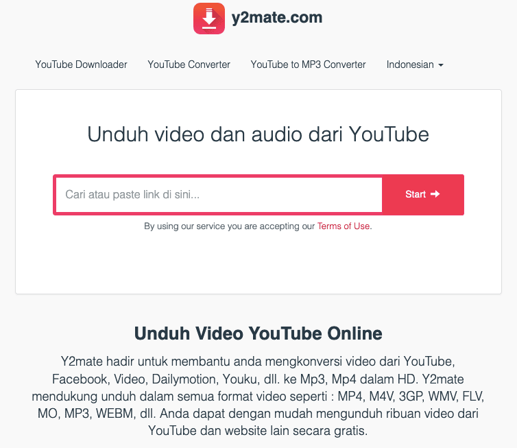 aplikasi download video yotube Y2Mate
